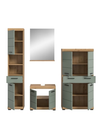 xonox.home Badkombination in Artisan Eiche/Salbei - (B) 186 x (H) 191 x (T) 34