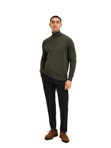 SELECTED HOMME Pullover SLHTOWN MERINO COOLMAX in Grün