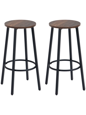 HOMCOM Barhocker-42L x 42B x 65H cm-Rustikales Braun+Schwarz