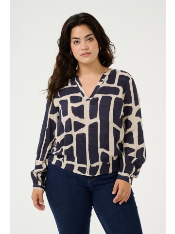 KAFFE curve Langarm-Bluse KCdiana Regular fit in Midnight/Feather G Brick Print