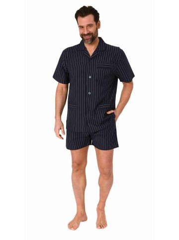 NORMANN kurzarm Schlafanzug Shorty Pyjama gewebt zum Knöpfen - 80184 in anthrazit