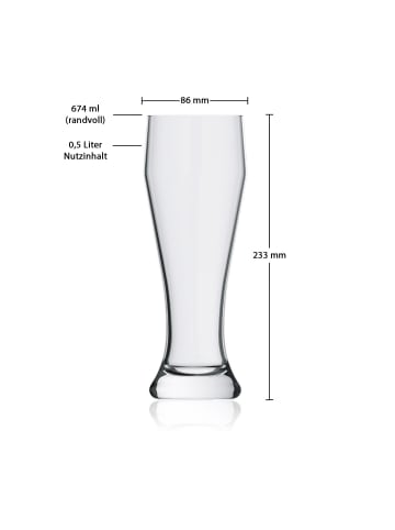 Rastal 120er Set Weizenbiergläser Ranft 0,5 l in transparent
