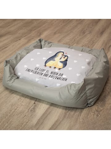 Mr. & Mrs. Panda Katzensofa Pinguine Einschlafen mit Spruch in Grau Pastell