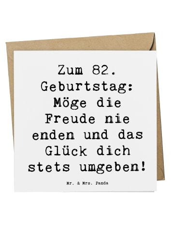 Mr. & Mrs. Panda Grußkarte Spruch 82. Geburtstag Freude mit Spruch in Weiß