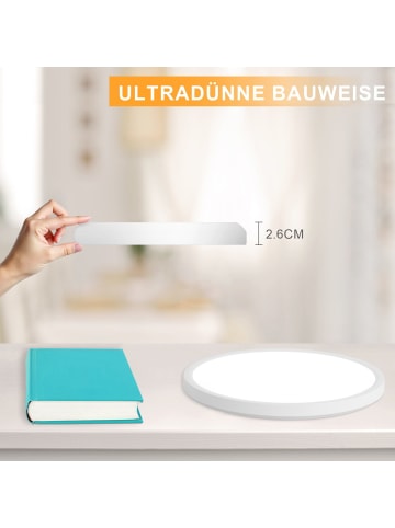 ZMH Deckenleuchte LED in Weiß Rund 18W Warmweiß Ø22cm