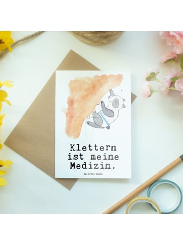 Mr. & Mrs. Panda babykarte Panda Klettern mit Spruch in Weiß