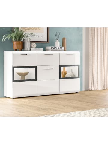 Inn.Furn Sideboard weiß Hochglanz 125 x 81 cm, Kommode mit viel Stauraum