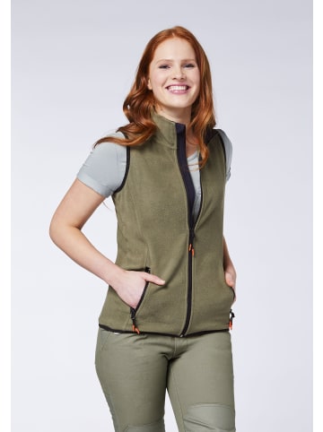 Gardena Fleece-Weste im dezenten Logo-Look in Grün