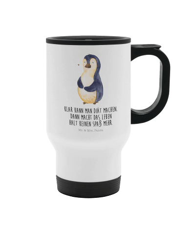 Mr. & Mrs. Panda To-Go-Becher Pinguin Diät mit Spruch in Weiß