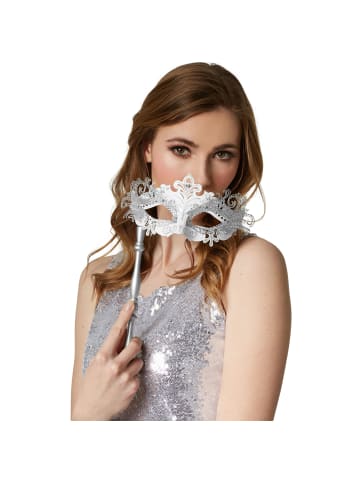 tectake Elegante Stabmaske in Einheitsgröße, silber