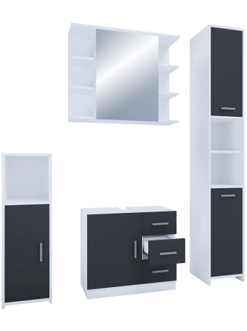 VCM  4-tlg. Komplettset Badmöbel Set Zalo ll in Schwarz