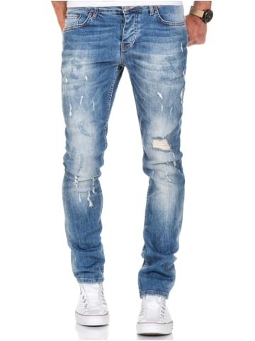 Amaci&Sons Slim Fit Destroyed Jeans FRESNO in Hellblau