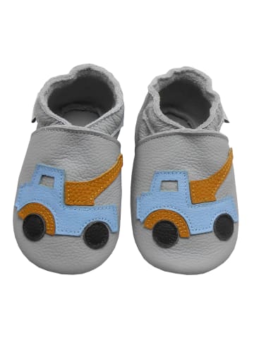 Yalion Leder-Krabbelschuhe "Laster" in Grau