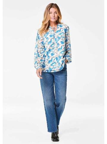 GOLDNER Kurzgröße:  Bluse Bluse in blau / gemustert