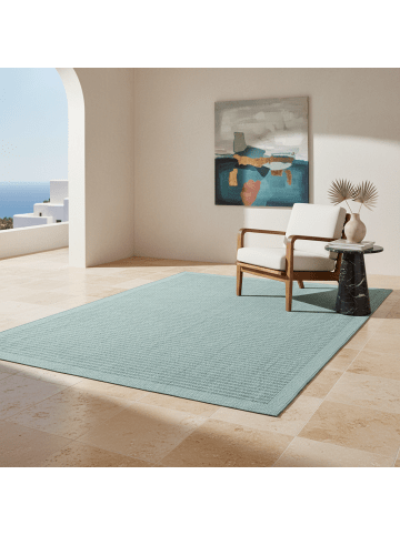 KADIMA DESIGN Teppich Outdoor Flachgewebe Uni-Farbe Polypropylen Balkon in Blau