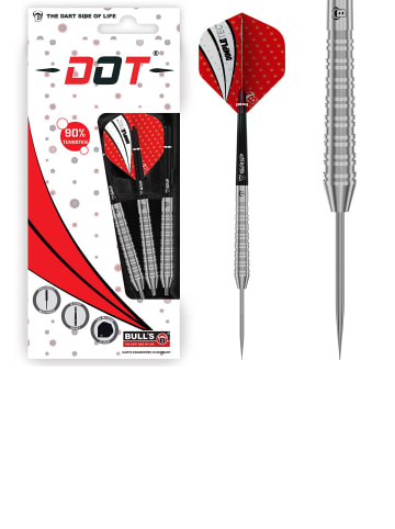 BULLS Steeldarts Dot D3 Dartpfeile 90% Tungsten Darts-Set Profi in white feather