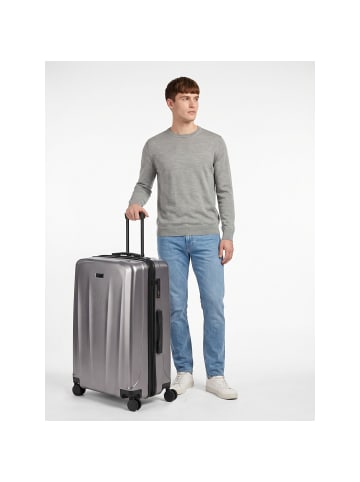 Police New York 4 Rollen Trolley L 72 cm mit Dehnfalte silver grey