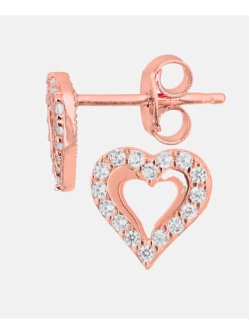 Vanlere Ohrstecker aus 375 Roségold mit Zirkonia Herz-Design in Roségold