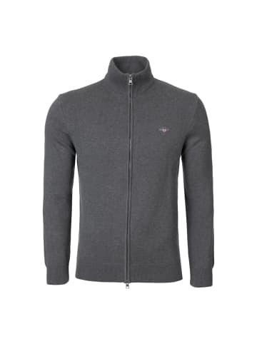 Gant Strickjacke Casual Cotton Zip Cardigan in dunkelgrau