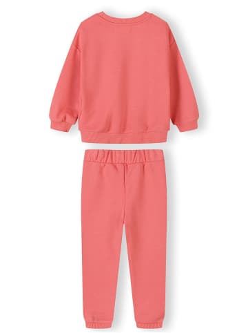 Minoti 2-tlg Langarmshirt & Hose NOSFLEECE102 in koralle