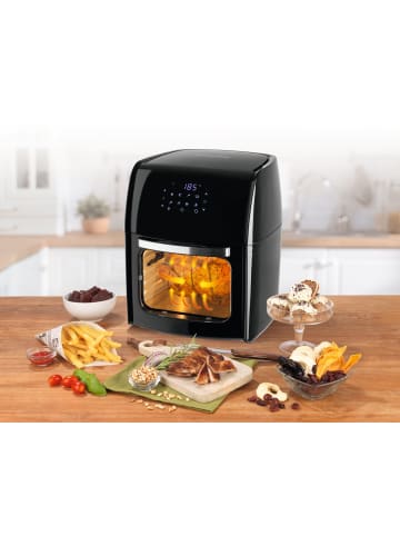 Gourmet Maxx Heißluft-Ofen Digital 12l 1800W schwarz mit Sichtfenster Schwarz