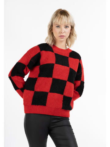 myMo ROCKS Damen Strickpullover in Rot Schwarz