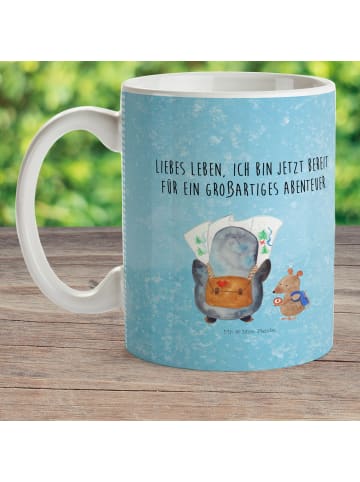 Mr. & Mrs. Panda Kindertasse Pinguin & Maus Wanderer mit Spruch in Eisblau