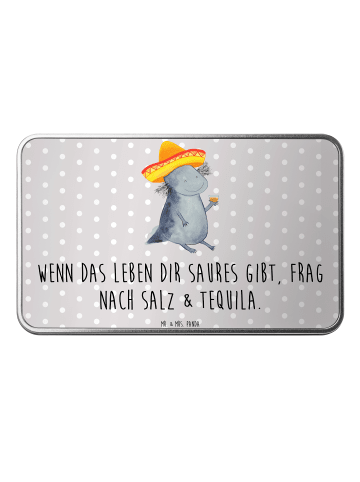 Mr. & Mrs. Panda Metalldose Axolotl Tequila mit Spruch in Grau Pastell