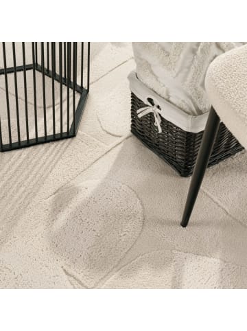 KADIMA DESIGN Teppich Kurzflor waschbar Struktur Wohnzimmer in Creme