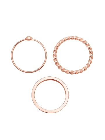 Elli Ring 925 Sterling Silber Ring Set, Twisted in Rosegold