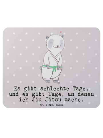 Mr. & Mrs. Panda Mauspad Panda Jiu Jitsu mit Spruch in Grau Pastell
