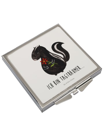 Mr. & Mrs. Panda Schminkspiegel Stinktier Blume mit Spruch in Weiß