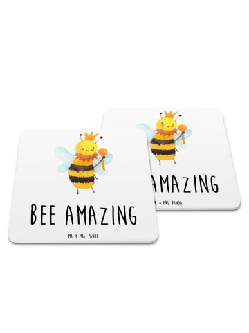 Mr. & Mrs. Panda Untersetzer für Gläser Biene König mit Spruch in Weiß