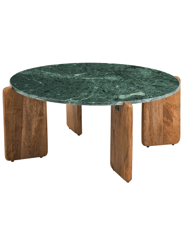 Beliani Couchtisch LUNO in Grün/Braun - (W) 80 x (H) 37 x (L) 80 cm