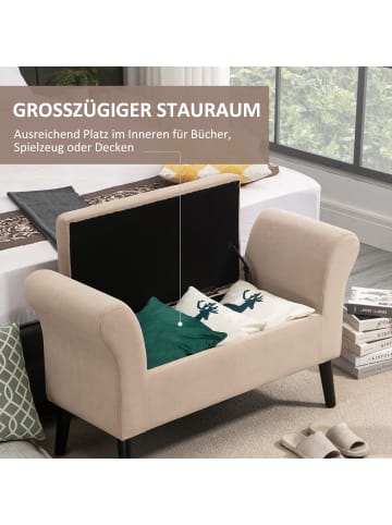 HOMCOM Sitzbank mit Stauraum in Beige 111,5L x 41B x 65H cm