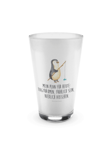 Mr. & Mrs. Panda Wasserglas Pinguin Angler mit Spruch in Transparent