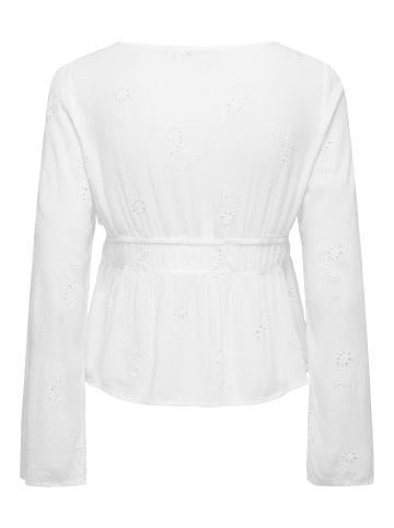 ONLY Chiara Langarm Top mit Bindeverschluss in Bright White
