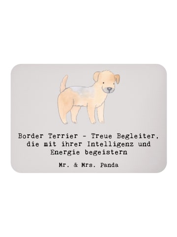 Mr. & Mrs. Panda Kühlschrankmagnet Border Terrier Freunde mit Sp... in Grau Pastell