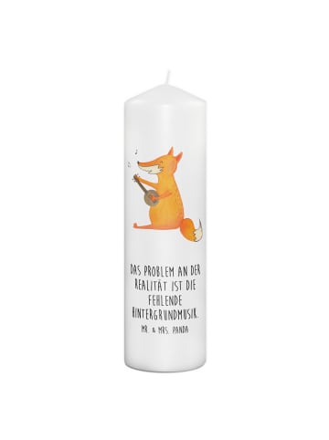 Mr. & Mrs. Panda Kerze Fuchs Gitarre mit Spruch in Weiß