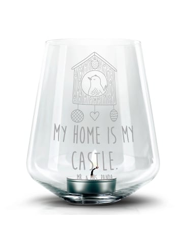 Mr. & Mrs. Panda Glas Windlicht Vogel Haus mit Spruch in Transparent