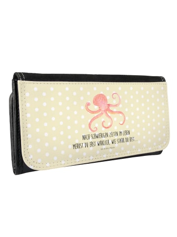 Mr. & Mrs. Panda Portemonnaie für Damen Tintenfisch mit Spruch in Gelb Pastell
