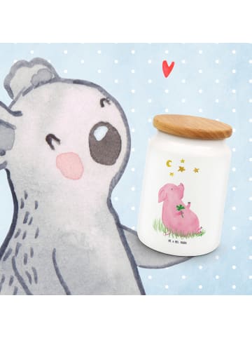 Mr. & Mrs. Panda Kaffeedose Schwein Glück ohne Spruch in Weiß