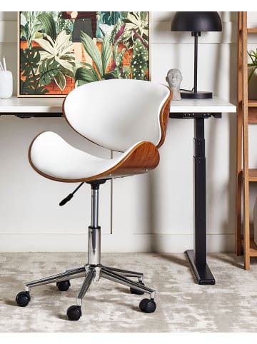 Beliani Bürostuhl ROTTERDAM in Weiß/Silber/Braun - (W) 49 x (H) 76 x (L) 56 cm
