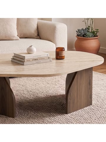 CALICOSY Couchtisch ROCK in Walnuss - (W)100  x (H)35  x (L)60 cm