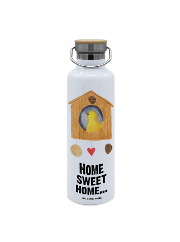 Mr. & Mrs. Panda Trinkflasche Vogelhaus Home mit Spruch in Weiß
