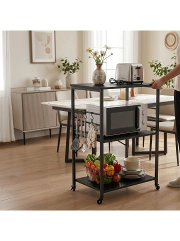 relaxdays Küchenrollwagen in Schwarz - (B)60x (H)89 x (T)40 cm