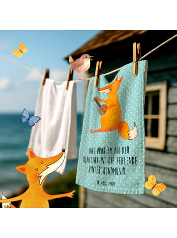 Mr. & Mrs. Panda handtuch gäste wc Fuchs Gitarre mit Spruch in Türkis Pastell