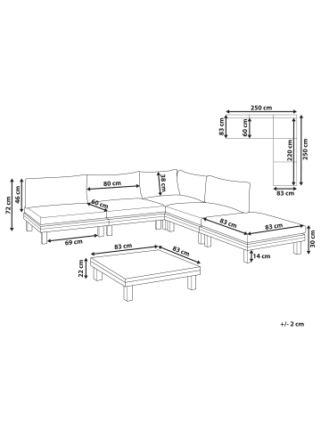 Beliani 6-tlg Sitzgruppe FRAZZANO in Grau/Braun