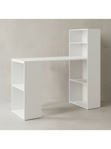 KADIMA DESIGN Schreibtisch groß – mit Regal kombiniert, variabel aufstellbar in Weiß