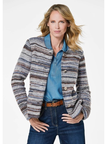 GOLDNER Blazer Hüftlange Baumwolljacke mit Streifen in blau / gemustert